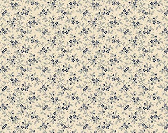 Anna B'S Indigos Floral Toss Blue by Carrie Quinn for Marcus Fabrics