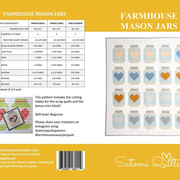 Farmhouse Mason Jars Quilt Pattern by Satomi Quilts