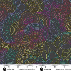 Color Wheel Rainbow Stitched Night by Alison Glass for Andover Fabrics