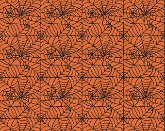 Sophisticated Halloween Spiderweb Orange by My Mind's Eye for Riley Blake Designs