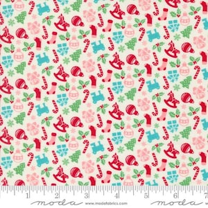 Kitty Christmas Toy Box Snow by Urban Chiks for Moda Fabrics