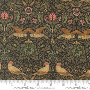 Morris Muse Birds Damask Ebony by Barbara Brackman for Moda Fabrics