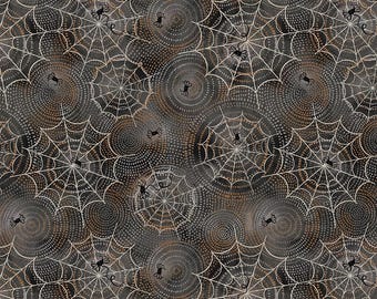 Midnight Hollow Spider Maze Soot by Jennifer Lambein for Windham Fabrics
