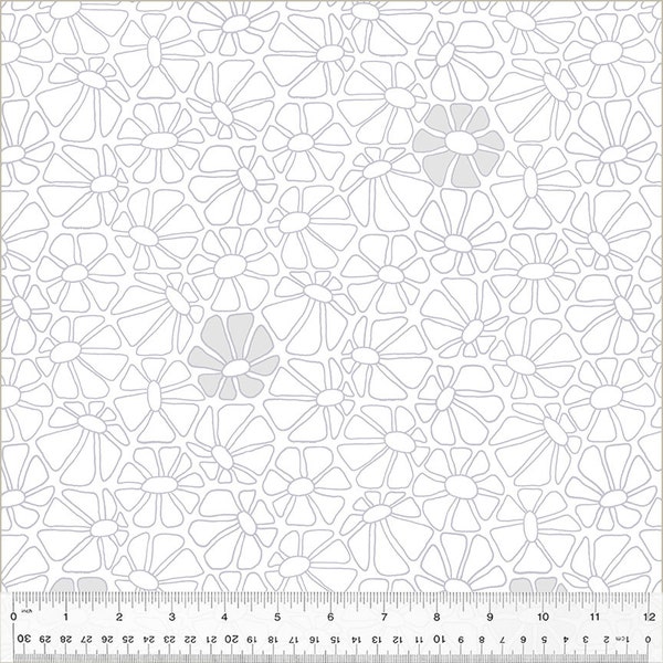 Summer Lovin Daisy Light Grey by Shayla Wolf for Windham Fabrics