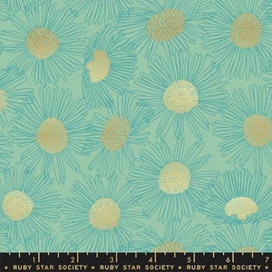 Reverie Daisy Sketch Metallic Moss from Ruby Star Society