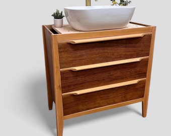 MID-CENTURY |  Bathroom Vanity Including Quartz Worktop | Teak | Beech |