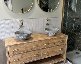 ABINGDON DOUBLE | Handmade Reclaimed Timber Furniture | Bathroom cabinet | Rustic Vanity | Recycled Bathroom Furniture | Bathroom Vanity