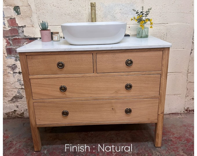 AYLESBURY | Classic Oak 4 Drawer Chest | Solid Oak | Reclaimed Oak | Oak Bathroom Furniture | Solid Oak Vanity Unit | Oak Furniture