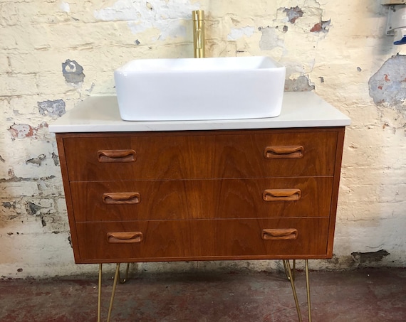 IN STOCK | Gplan Fresco Bathroom Vanity Including Quartz Worktop | Hair Pin Legs | London Basin