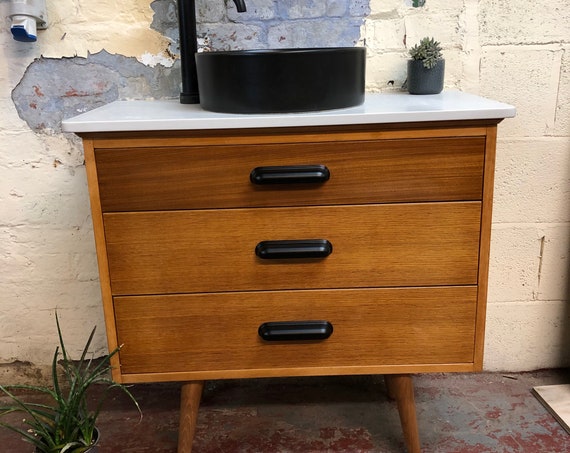 MID CENTURY | Bathroom Vanity Including Quartz Worktop And Tapered Legs