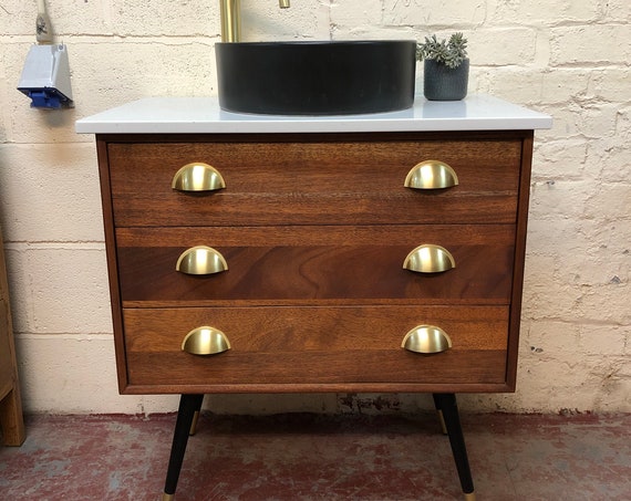 MID CENTURY | Bathroom Vanity Including Quartz Worktop And Tapered Legs