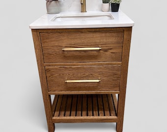 LEOMINSTER 2 | Classic Oak Bathroom Vanity with Prestbury or Alderley Under-Mounted Basin
