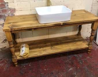 CROSTON  | Handmade Bathroom Table | Custom Vanity Table | Rustic Vanity Unit | Solid Wood Vanity  | Bathroom  Table |