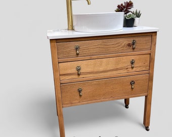 NOW SOLD  | Vintage 186 | Vintage Oak Vanity | Solid Oak Vanity | Vintage Oak | Oak Bathroom Vanity