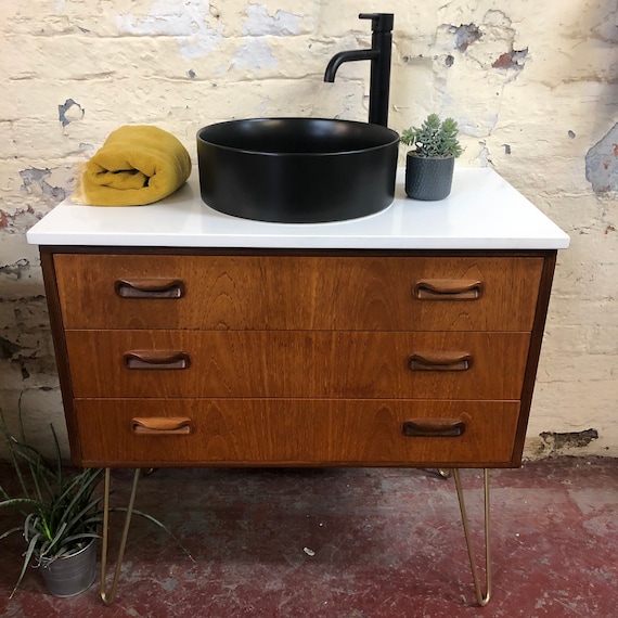 SOLD OUT | G Plan Fresco | Bathroom Vanity Including Quartz Worktop | Hair Pin Legs |
