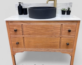 NOW SOLD  | VINTAGE 202 | Vintage Oak Vanity | Solid Oak Vanity | Vintage Oak | Oak Bathroom Vanity