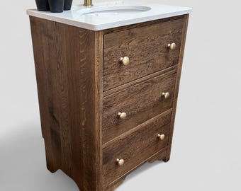 STUDLEY 2  | Including Our Prestbury Or Alderley Under-Mounted Basin | Classic Oak 3 Drawer Chest | Solid Oak | Oak Bathroom Furniture