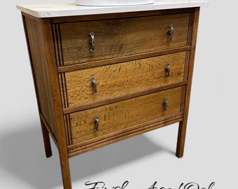 NOW SOLD | Vintage 210  | Oak Chest | Solid Oak Drawers | Vintage Oak | Oak  Bathroom Vanity