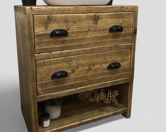 ABINGDON | IN STOCK | Handmade Reclaimed Timber  Vanity Unit | Solid Wooden Vanity Unit | Rustic Sink Cupboard Unit