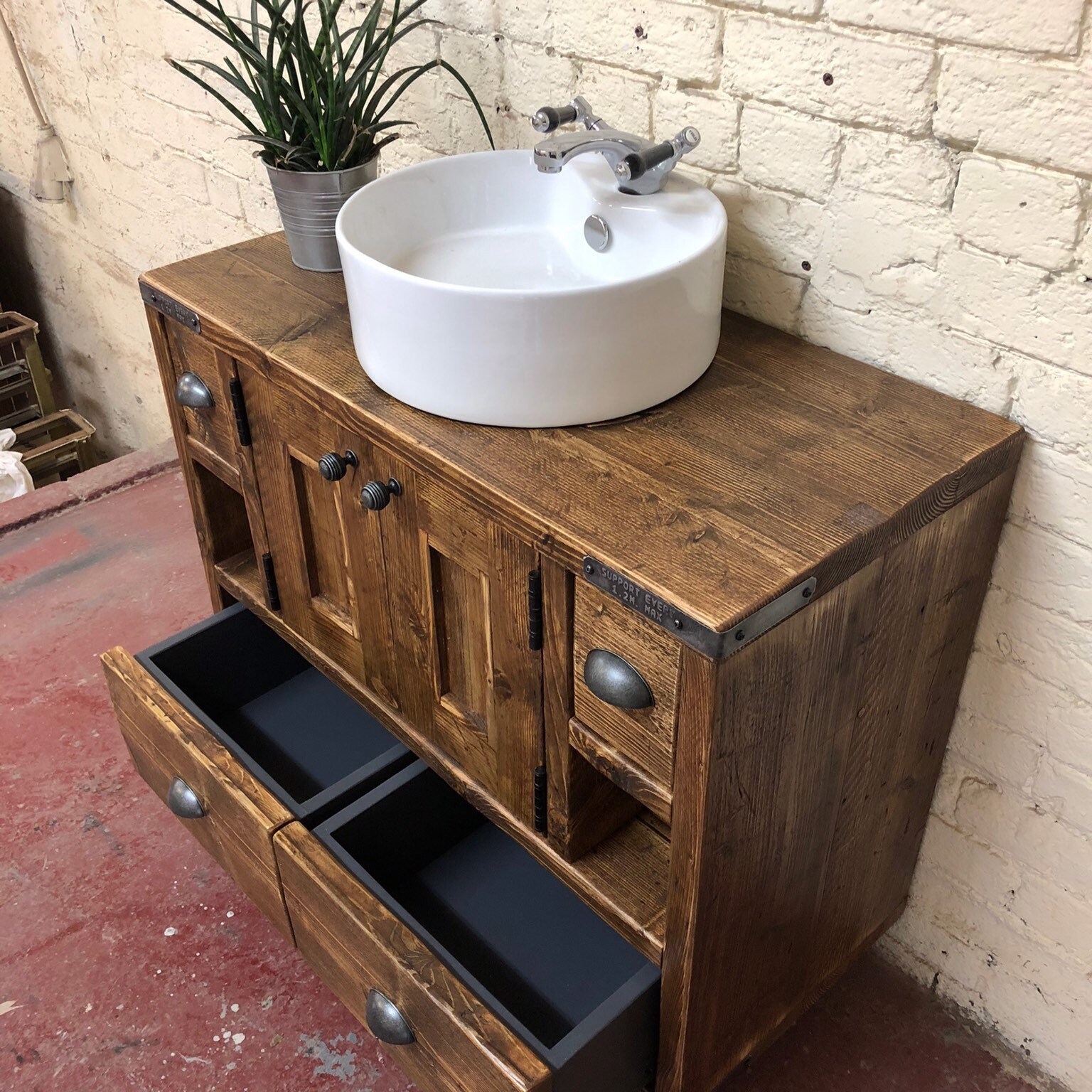 DAVENPORT Handmade Reclaimed Timber Bathroom Vanity Unit