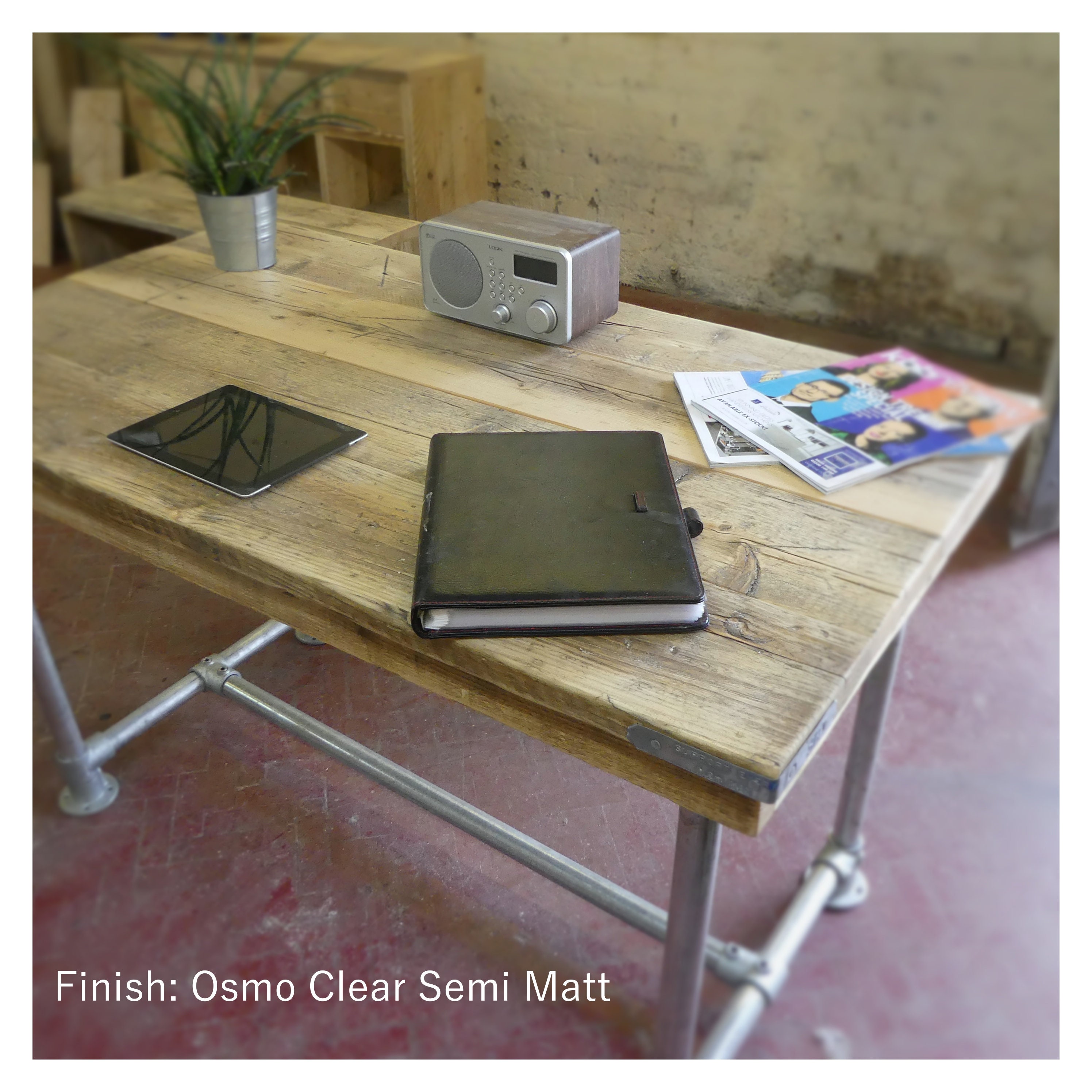 Camden Reclaimed Timber Desk Table Complete With Scaffold Etsy