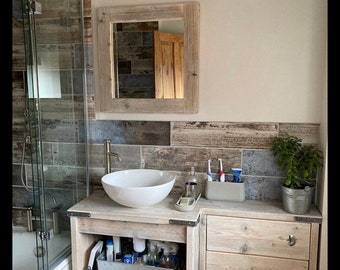 BURTON MIRROR | Handmade Solid Wood Bathroom Furniture | Custom Made Bathroom Mirror| Rustic Mirror | Wooden Bathroom Mirror
