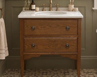 Classic Oak Chest Drawers | Solid Oak Bathroom Furniture | Custom Sizes Available | Model WINCHESTER 2