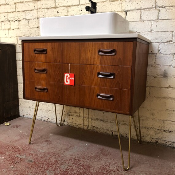 G Plan Fresco | Bathroom Vanity Incl. Quartz Worktop | Hair Pin Legs |
