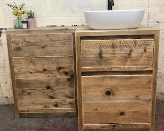 FULHAM COMBINATION |  Handmade Wood Bathroom Furniture | Rustic Basin & WC Unit| Natural Wooden Bathroom Furniture | Bathroom Vanity Unit |