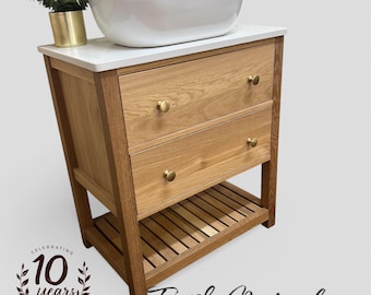 LEOMINSTER | Classic 2 Drawer Chest | Solid European Oak | Reclaimed Oak | Oak Bathroom Furniture | Solid Oak Vanity Unit