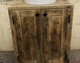 YORK | IN STOCK | Quick Delivery | Bathroom Vanity Unit With Storage | Solid Wood Vanity Unit | Rustic Sink Cupboard Unit | Wood Basin Unit