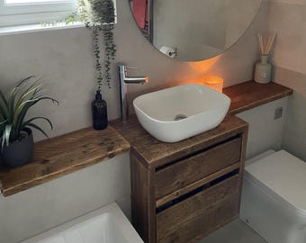 WIMBLEDON WALL | Handmade Bathroom Unit | Wall Mounted Bathroom Unit | Rustic Vanity | Solid Wood Bathroom Vanity | Natural Wood Vanity Unit