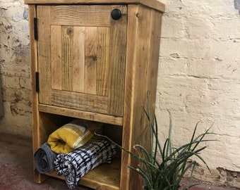 BAMBURGH | Handmade Wooden Furniture | Cloakroom Vanity Unit With Storage | Rustic Basin Unit | Natural Wood Bathroom Vanity Sink Unit |