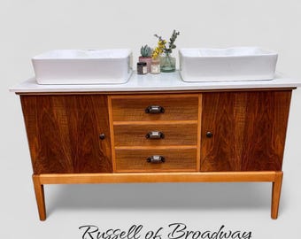 Russell of Broadway | mid century vintage satinwood sideboard | Mid Century