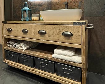 DULWICH | Handmade Bathroom Furniture | Bathroom Basin Unit | Rustic Vanity | Wooden Bathroom Furniture | Handmade Natural Wood Vanity Unit