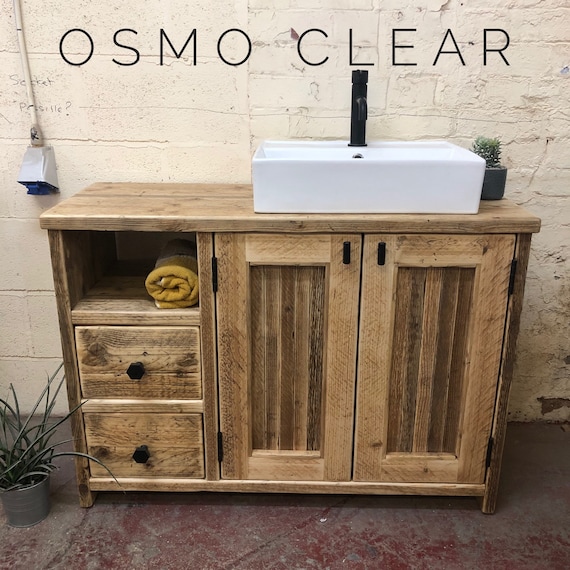 EDINBURGH -Reclaimed Wood Bathroom Vanity, Wood Farmhouse Bathroom Vanity for Sink, Rustic Wood Bathroom Vanity with Drawers Wash Stand