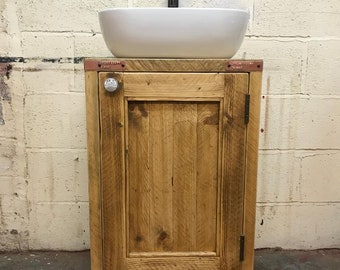 STRATFORD | Handmade Reclaimed Timber Bathroom Furniture | Bathroom Vanity Unit & Storage | Industrial Basin Unit | Timber Bathroom Vanity