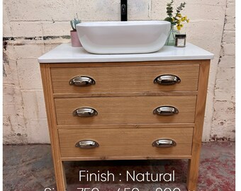 LEDBURY | Classic Oak 3 Drawer Chest | Solid Oak | Reclaimed Oak | Oak Bathroom Furniture | Solid Oak Vanity Unit | Vintage Oak