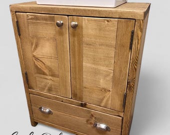 HEXHAM | Handmade Solid Redwood Pine Furniture | Bathroom Vanity Unit With Storage | Rustic Basin Unit | Natural Wood Bathroom Vanity Unit