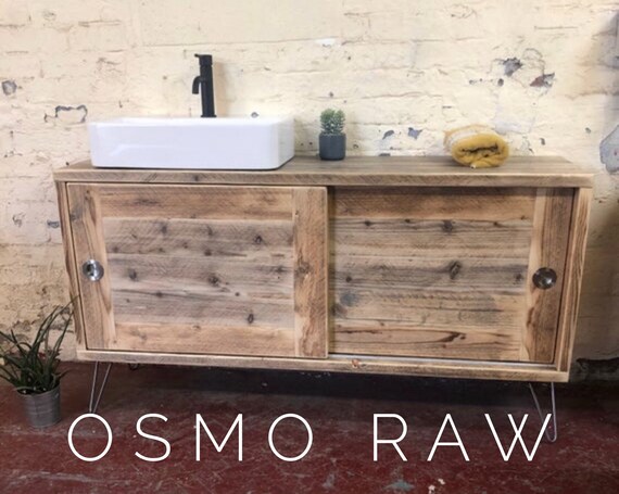Camden - Reclaimed Wood Bathroom Vanity Cabinet, Wooden Bathroom Vanity with Sliding doors