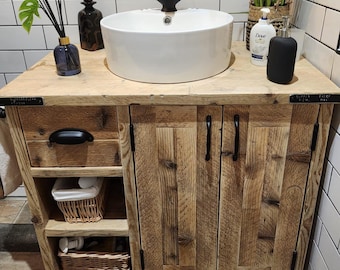 Edinburgh | Handmade Reclaimed Timber Bathroom Vanity | Rustic Solid Wood Sink Unit | Custom Furniture