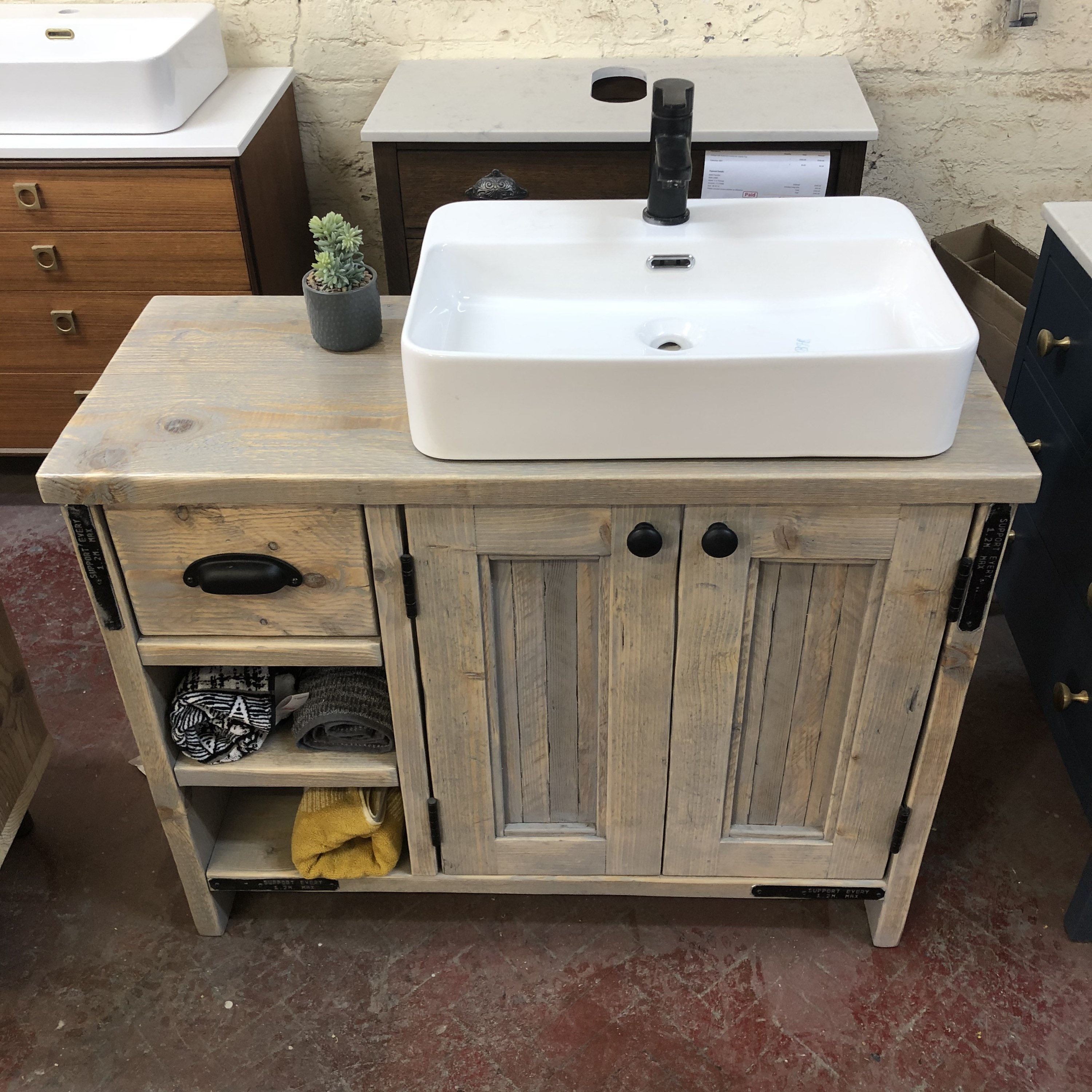 Ready To Ship EdinburghReclaimed Wood Vanity Includes basin Wood