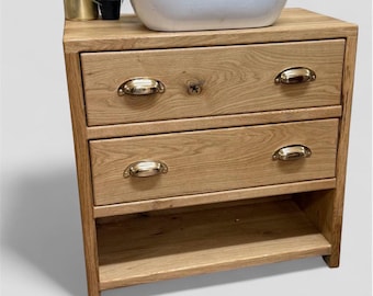 Abingdon | Solid Oak Vanity Unit | Handmade Bathroom Furniture | 2 Soft Closing Drawers