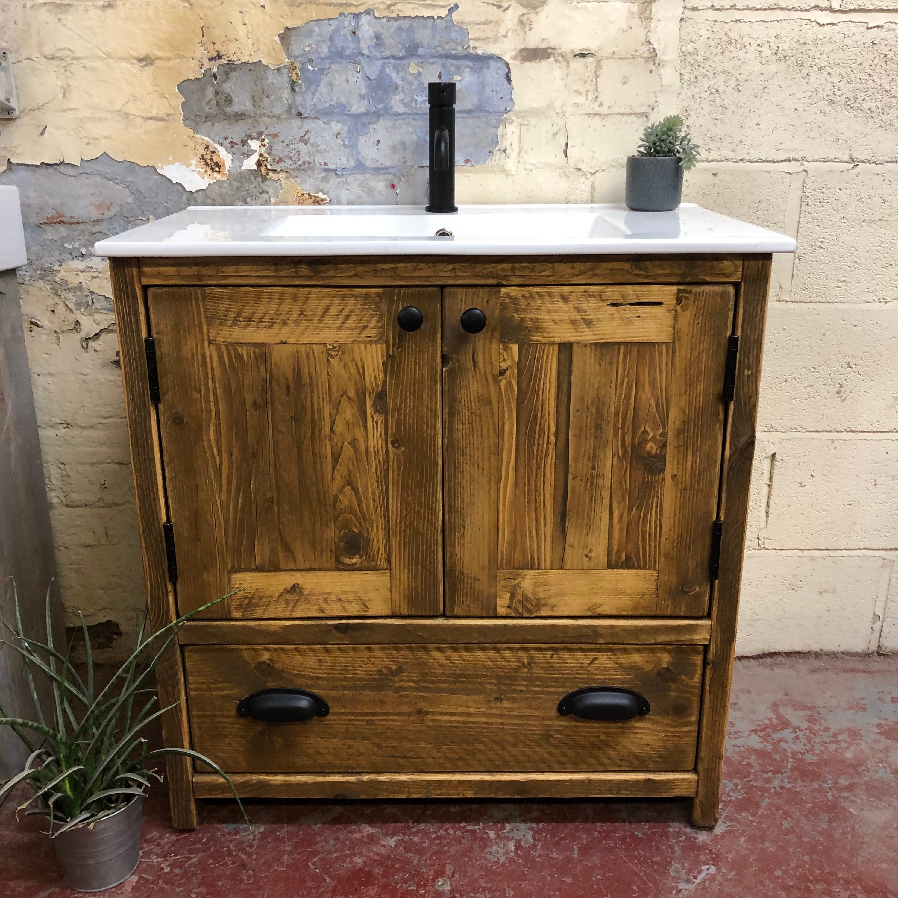 Burford Reclaimed Timber Bathroom Vanity Including Ceramic Basin Burford Reclaimed Timber Bathroom Vanity Including Ceramic Basin