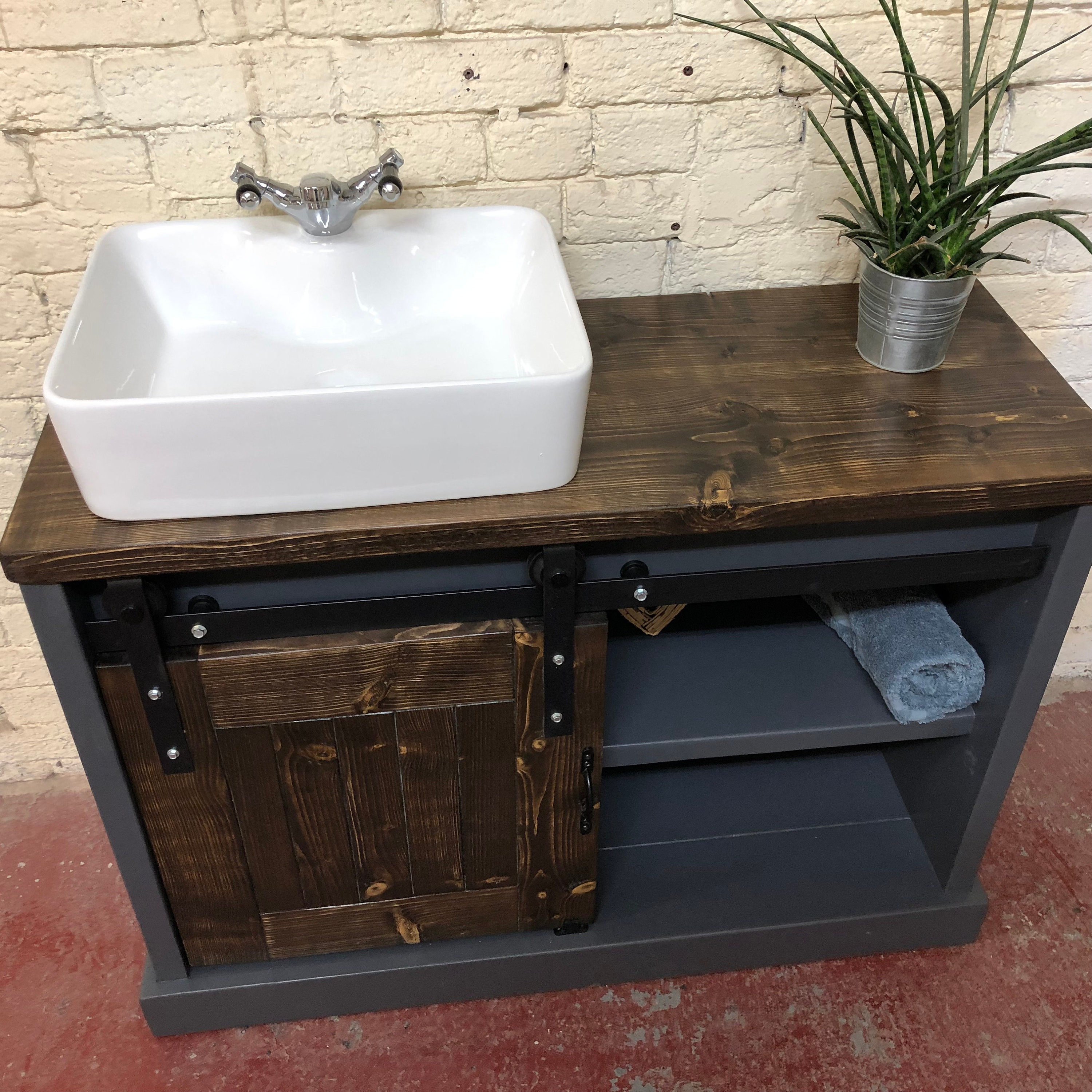 Boston Vanity With Sliding Barn Door Vanity With Sliding Door Single Bathroom Vanity Barn Door Rustic Wood Bathroom Vanity Cabinet