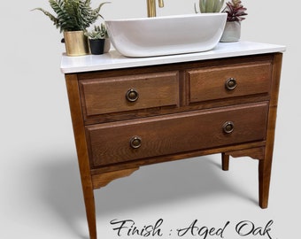 NOW SOLD | VINTAGE 189 | Vintage Oak Vanity | Solid Oak Vanity | Vintage Oak | Oak Bathroom Vanity