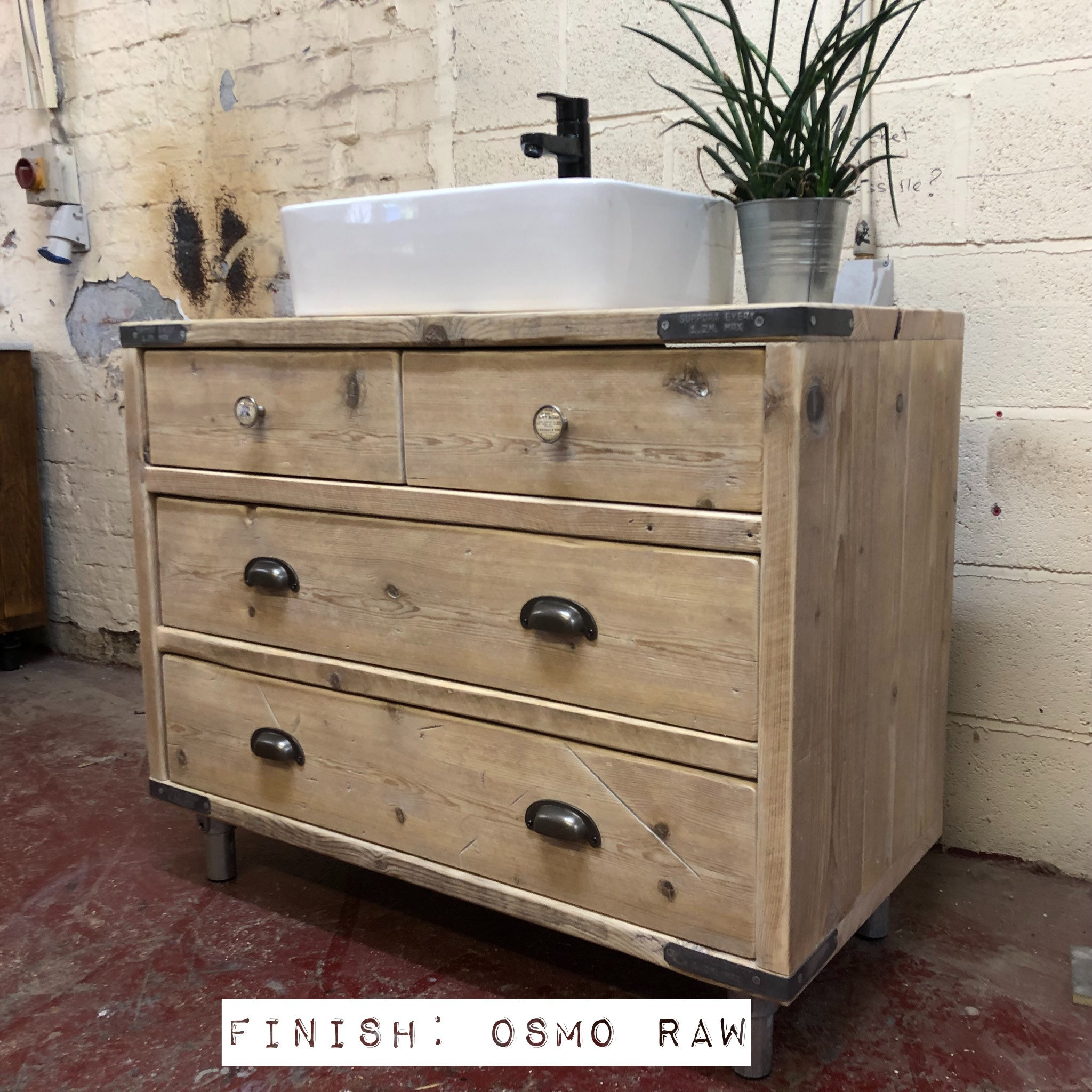 LANCASTER Handmade Reclaimed Timber Bathroom Vanity Unit.
