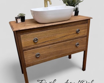 NOW SOLD | VINTAGE 209 | Vintage Oak Chest | Solid Oak Drawers | Vintage Oak | Oak  Bathroom Vanity