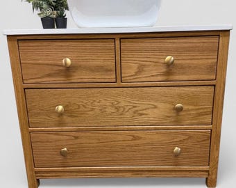 AYLESBURY | Classic Oak 4 Drawer Chest | Solid Oak  | Oak Bathroom Furniture | Solid Oak Vanity Unit | Oak Furniture