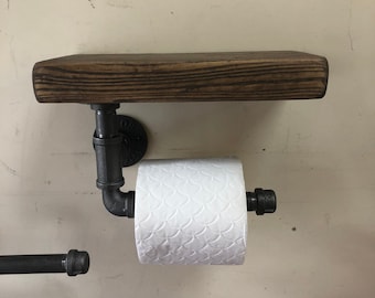 IRON TOILET  ROLL | With Or Without Shelf | Custom Made Bathroom Shelf | Rustic Toilet Roll Holder | Toilet Roll